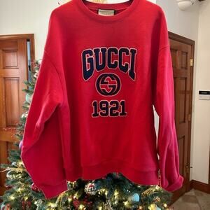 Men's Gucci logo embroidered cotton jersey sweatshirt, size XL made in Italy